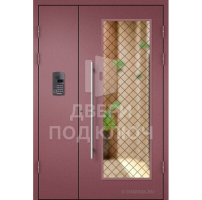 Металлическая дверь со стеклом и решеткой ДПК-13727